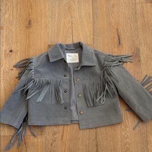 Rylee + Cru Gray Fringe Kids Jacket